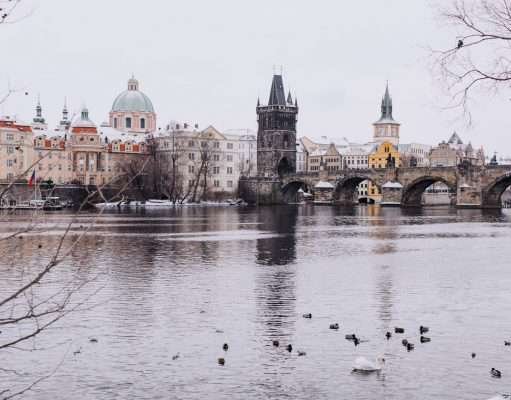 Amazing winter at Prague’s Vltava River