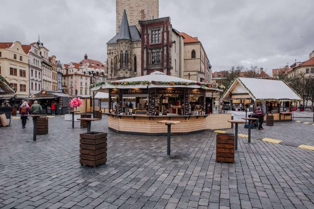 Easter market stalls in the Prague Old Town