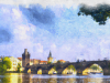 Aquarellmalerei der Prager Karlsbrücke