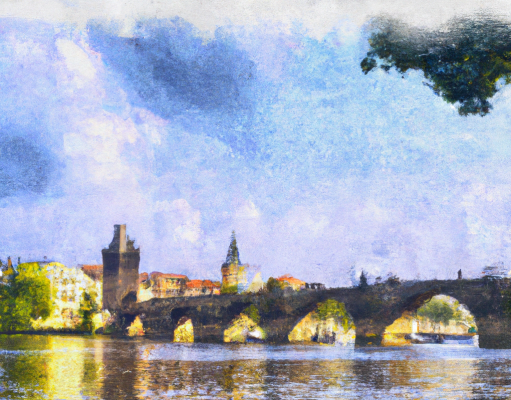 Prague Charles Bridge Water Color Painting
