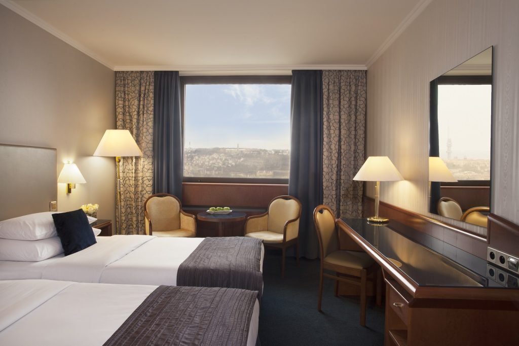 Hotel room with a view over Prague