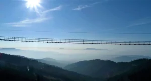Niebiański Most 721 Suspension bridge over the valley in Lower Moravia