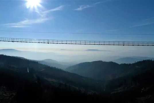 Suspension bridge over the valley in Lower Moravia