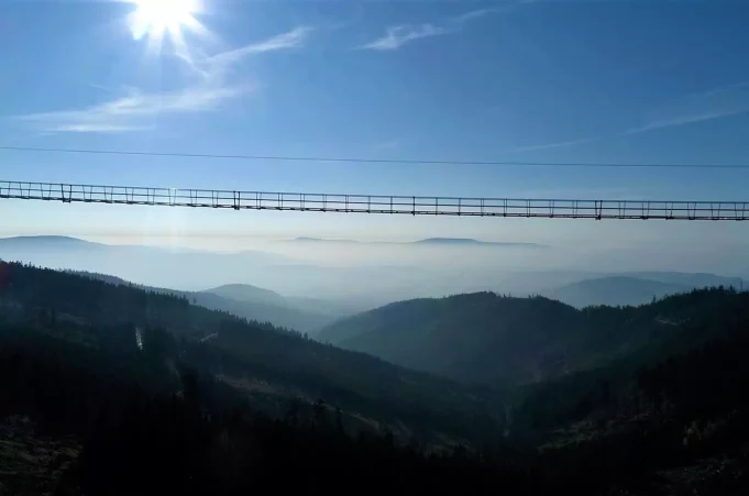 Suspension bridge over the valley in Lower Moravia