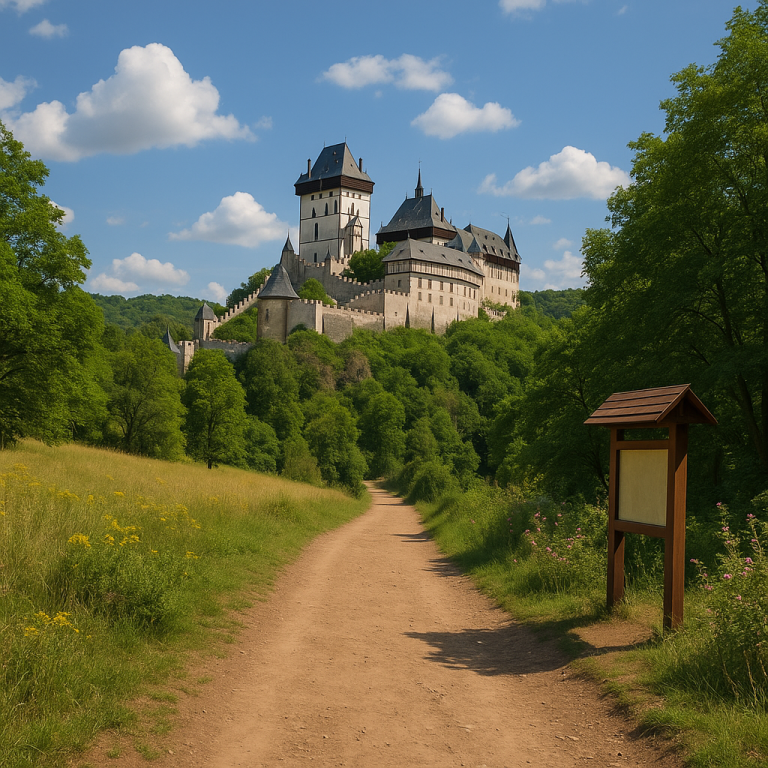 Karl&scaron;tejn Castle on its wooded hill
