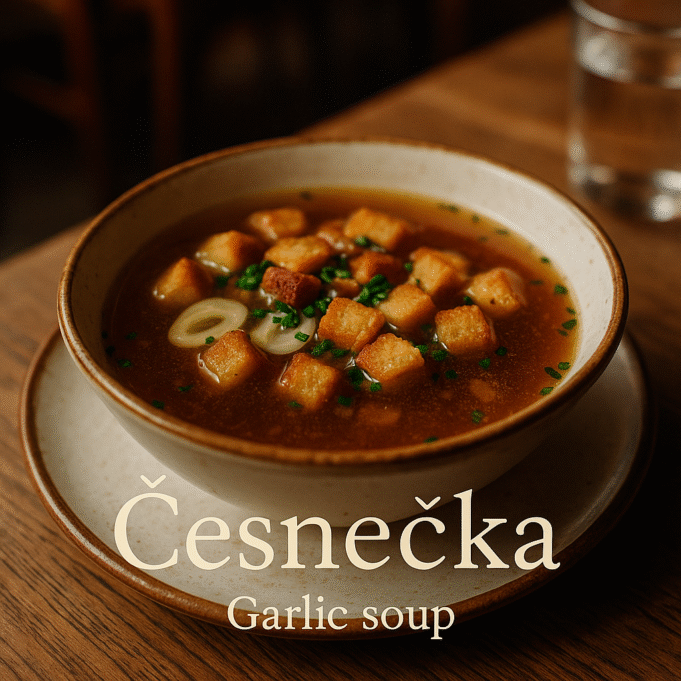Česnečka (garlic soup) Česnečka (Garlic soup)