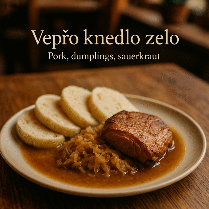 Vepřo knedlo zelo (Pork, dumplings, sauerkraut)