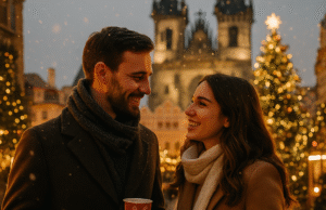 Christmas-Themed Couple Photoshoot Ideas in Old Town Christmas-Themed Couple Photoshoot Ideas in Old Town