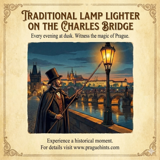 prague historical charles bridge lamp lighter